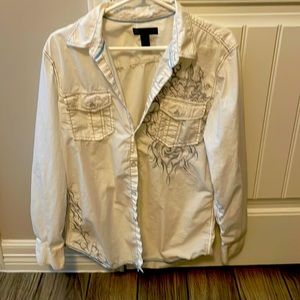 Medium button down long sleeve shirt.